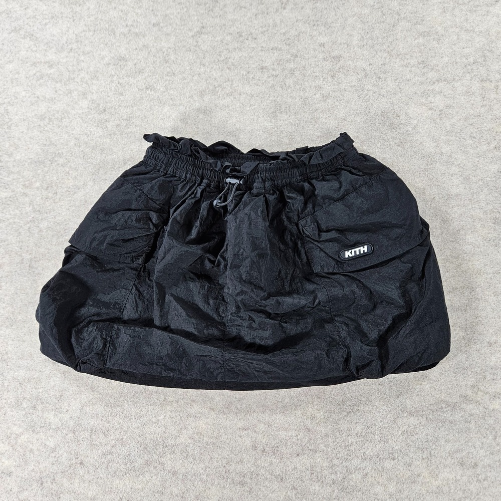 Kith Kids Utility Cargo Skirt Girls Small Black Nylon Drawstring Logo Pockets